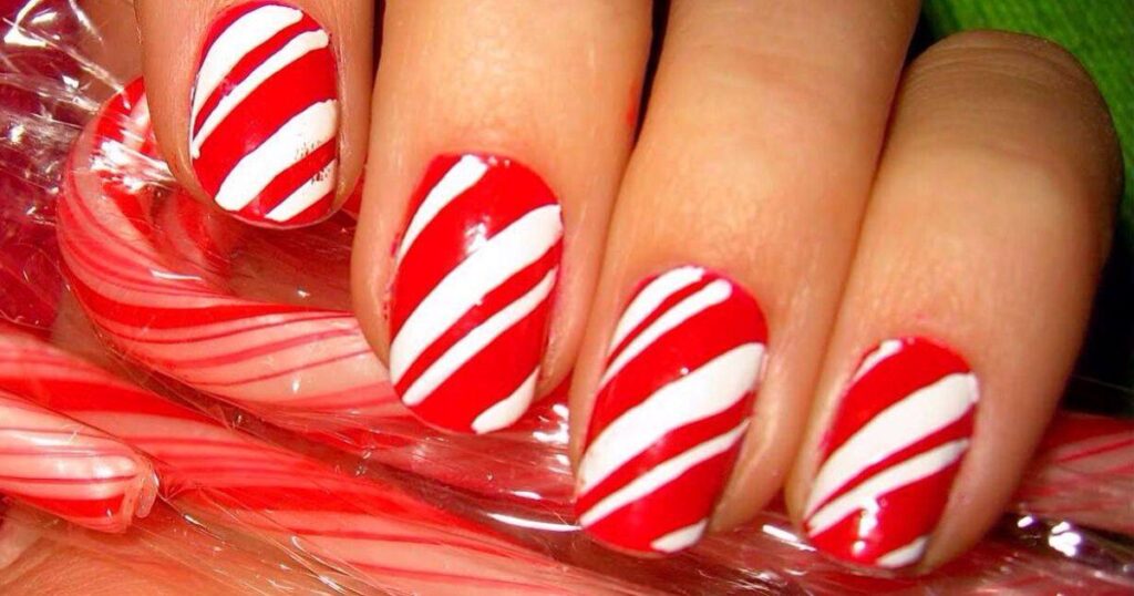 28 Candy Cane-Inspired Red and White Christmas Nail Designs to Love and Wear