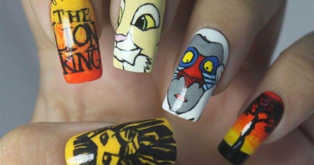 Disney Magic and Feels: 22 Lion King Themed Nails to Sparkle in Youth