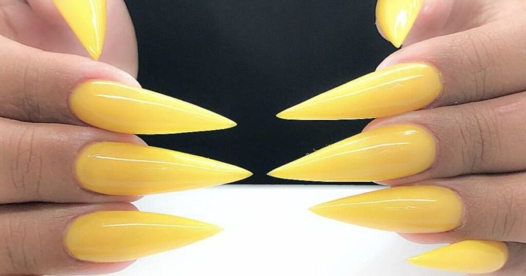 Stiletto Solid Yellow Nails