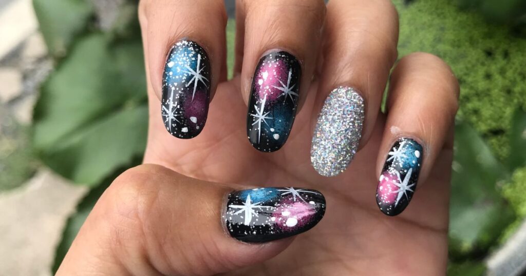 Winter Pastel Galaxy Nails