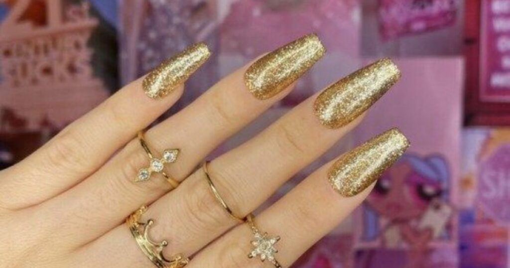 Golden Shimmers Fall Nail Designs