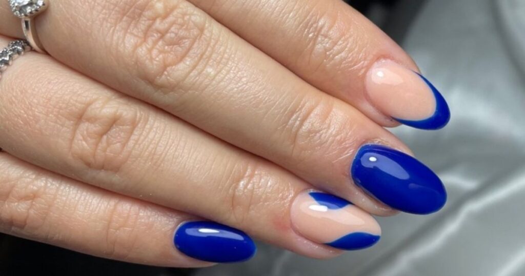 Triangle French Manicures in Cobalt Blue